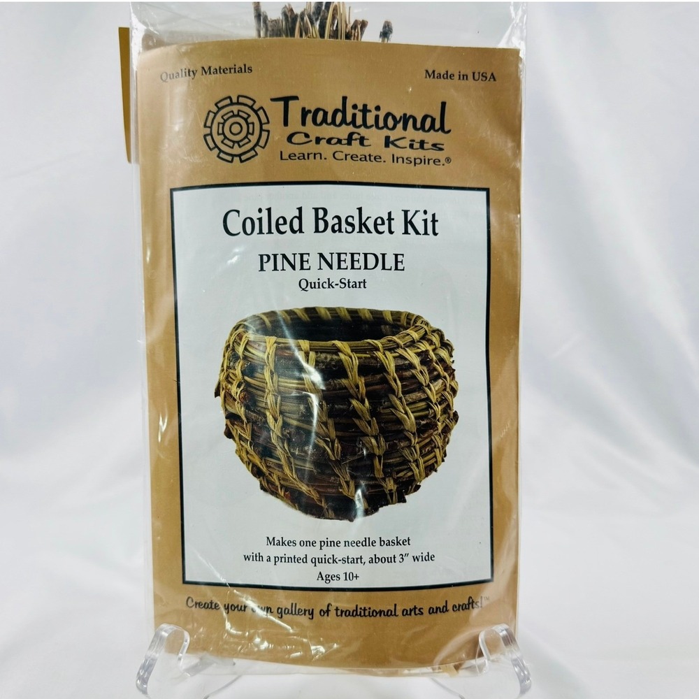 Traditional Craft Kits Pine Needle Coiled Basket Kit Quick Start 3in Made in USA